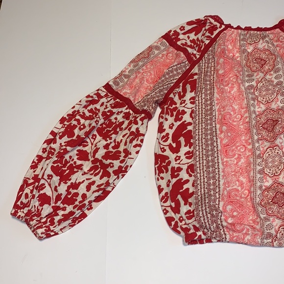 Rachel Zoe Boho Mixed Print Top with Statement Sleeves - Women’s Size Medium - Picture 3 of 7